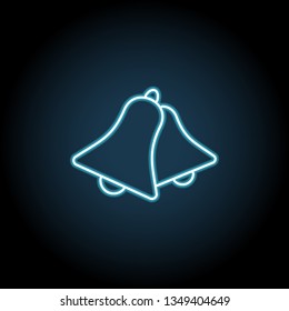 Bells neon glow icon. Simple thin line, outline vector of Christmas, new year, joy icons for UI and UX, website or mobile application