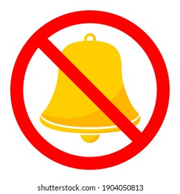 Bells is prohibited. No bells icon. Stop or ban red round sign with bells icon. Vector illustration. Forbidden sign.