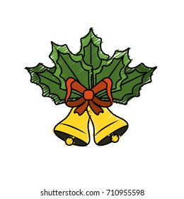 bells with ribbon bow and leaves decoration