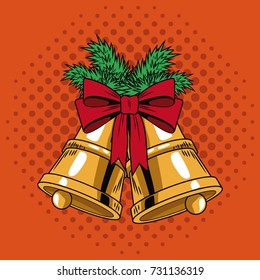 Bells with ribbon Christmas pop art
