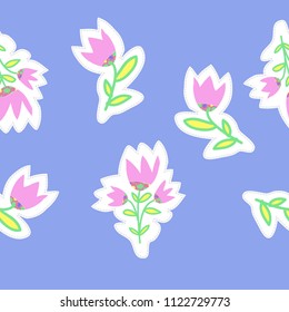 Bells  seamless pattern, branches, leaves, spots, dashed lines, tags . Hand drawn.
