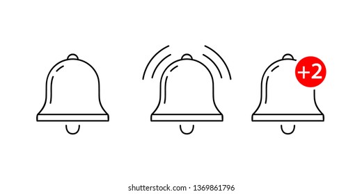 Bells set. New message. Message notification bell vector line icon for incoming inbox