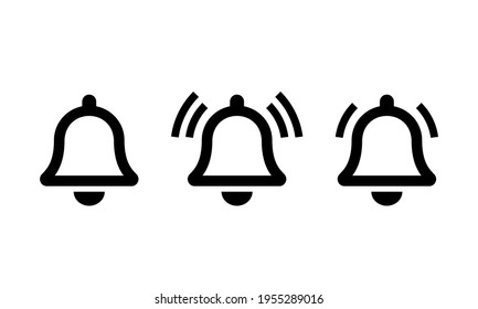 Glockt Vektorsymbole setzen. Bell-Benachrichtigungssymbol in schlichtem Stil, einzelne Vektorgrafik EPS10