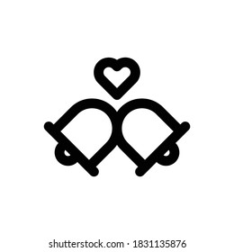 Vector de contorno de icono de las campanas (Wedding). aislado en fondo blanco