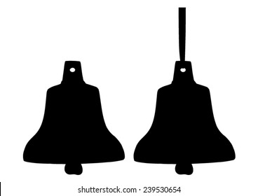 Bells with and without ribbon black silhouette - symbol - vector 