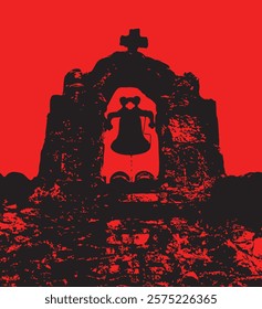 Belltower on church in Spain
