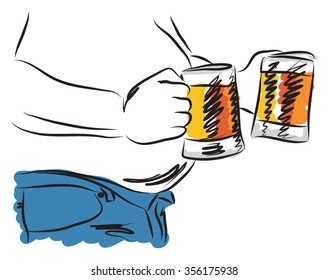 belly beer man drinking beer illustration