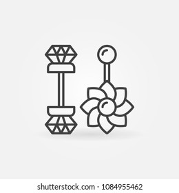 Belly button rings icon - vector piercing jewelry concept sign or design element in thin line style