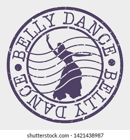 Belly Dance Stamp. Woman Silhouette Seal. Round Design. Vector Icon. Design Retro Insignia.