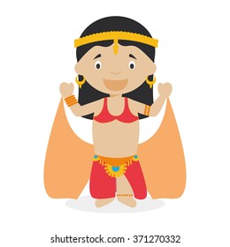 Belly dancer girl dressed in the traditional way Vector Illustration. Kids of the World Collection.