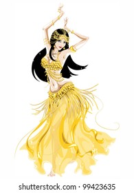 belly dancer in a golden costume