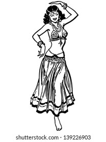 Belly Dancer - Retro Clip Art Illustration