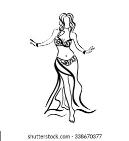 any-porpoise996: Belly dance Drawing, full body, Dancer Silhouette black  And White, with neutral white background