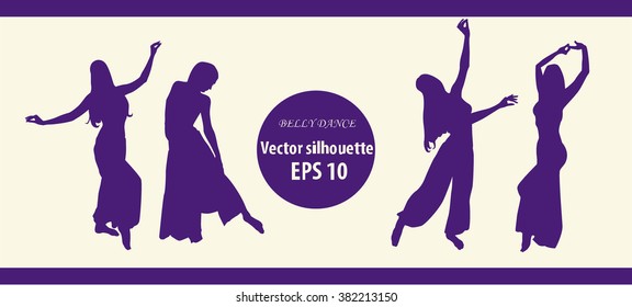 belly dancing style, vector silhouette set