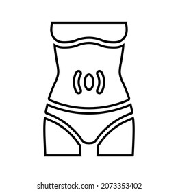 Belly, female, navel outline icon. Line art vector.