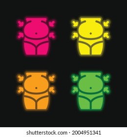 Belly four color glowing neon vector icon
