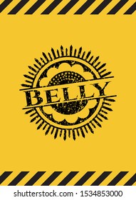 Belly inside warning sign, black grunge emblem. Vector Illustration. Detailed.