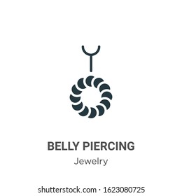 Belly piercing glyph icon vector on white background. Flat vector belly piercing icon symbol sign from modern jewelry collection for mobile concept and web apps design.
