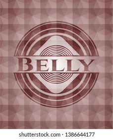 Belly red seamless badge with geometric background.