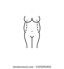 belly sides reduce line icon on white background