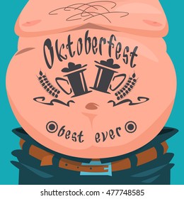 Belly Tattoo Oktoberfest Festival Banner Flat Vector Illustration