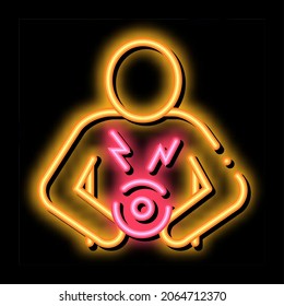 Bellyache neon light sign vector. Glowing bright icon Bellyache sign. transparent symbol illustration