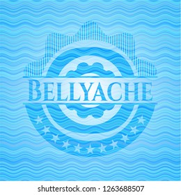 Bellyache sky blue water wave emblem.