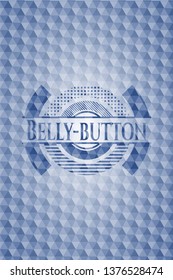 Belly-button blue polygonal badge.