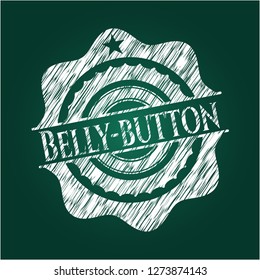Belly-button chalk emblem written on a blackboard