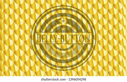 Belly-button golden emblem. Scales pattern. Vector Illustration. Detailed.