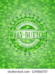 Belly-button green emblem. Mosaic background