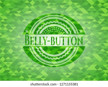 Belly-button green emblem with triangle mosaic background