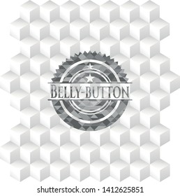 Belly-button grey emblem with cube white background