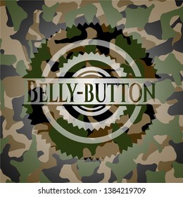 Belly-button on camo pattern. Vector Illustration. Detailed.