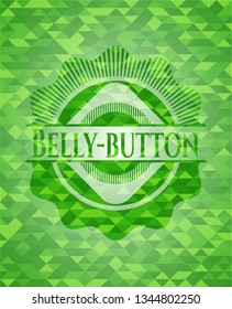 Belly-button realistic green emblem. Mosaic background