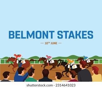 Belmont Stake Day, Belmont Stake, Horse Race Day, Estados Unidos National Day, Corporate design, 10 de junio, Concept, Editable, Typographic Design, typography, Vector, Eps, Icon, Horse Race, Background