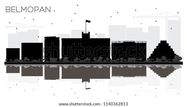 Belmopan Belize City Skyline Black White Stock Vector Royalty Free