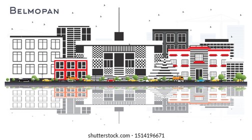Belmopan Belize City Skyline with Gray Buildings and Reflections Isolated on White. Vector Illustration. Business Travel and Tourism Concept with Modern Architecture. Belmopan Cityscape with Landmarks