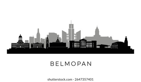 Belmopan Skyline Silhouette with Belize, and Cityscape.