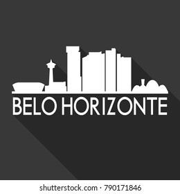Belo Horizonte Brazil America Flat Icon Skyline Silhouette Design City Vector Art Famous Buildings.