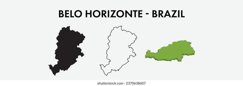 El mapa de la ciudad de Belo Horizonte Brasil estableció el diseño de ilustración vectorial aislado en fondo blanco. Concepto de viajes y geografía.