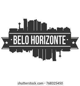 Belo Horizonte Brazil Skyline Silhouette Design City Vector Art Famous Buildings Stamp Stencil.