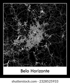 Belo Horizonte Brasil Mapa de la ciudad de Sudamérica Ilustración del vector blanco negro