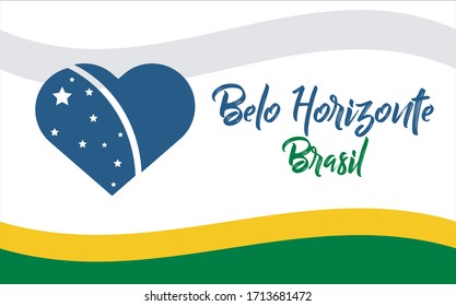 Belo Horizonte, cidade do Brasil, BR (Belo Horizonte, city of Brazil, BR in portuguese) banner heart for print and tourism.