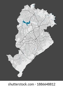 Mapa de Belo Horizonte. Mapa detallado del área administrativa de la ciudad de Belo Horizonte. Panorama del paisaje urbano. Ilustración vectorial libre de regalías. Mapa de esquema con autopistas, calles, ríos. Mapa de calles decorativo.