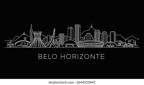 Belo Horizonte Skyline with Brazil, Illustration, and Cityscape.