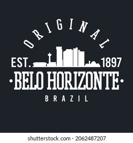 Belo Horizonte, Estado de Minas Gerais, Brasil Skyline Original. Una Escuela de Deportes Logotipo y Estilo Universitario. Ciudad vectorial de diseño de ilustración.