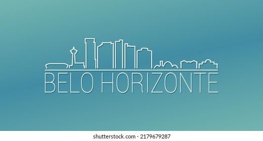 Belo Horizonte, State of Minas Gerais, Brazil Skyline Linear Design. Flat City Illustration Minimal Clip Art. Background Gradient Travel Vector Icon.