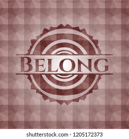 Belong red emblem with geometric pattern. Seamless.