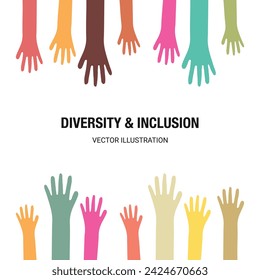 Belonging and inclusion concept as a symbol of acceptance and integration with diversity and support of different cultures as diverse races and unity symbol holding hands together. Vector illustration